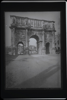 [Arch of Constantine (Rome, Italy), with the Meta Sudans in background]