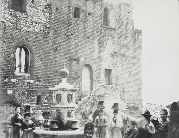 [Cori (Italy), group of women near a fountain]