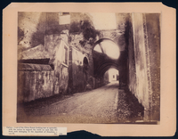 Caelian, view of the Clivus Scauri (looking east or upwards), with the arches to support the earth on each side, the front arch belonging to the Aquecuct of Domitian, c. A.D. 81